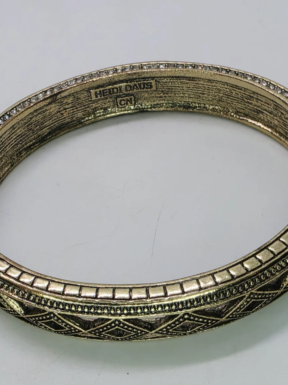 Heidi Daus Lot Of 3 Tantalizing Art Deco Hinged Bangle Bracelet Swarovski Stack